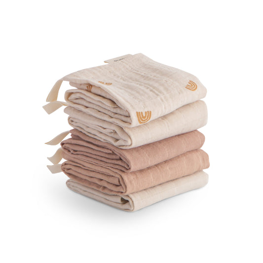 Muslin Cotton Washcloth 5-Pack (Rainbows)