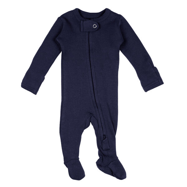 Navy Organic 2-Way Zipper Footie