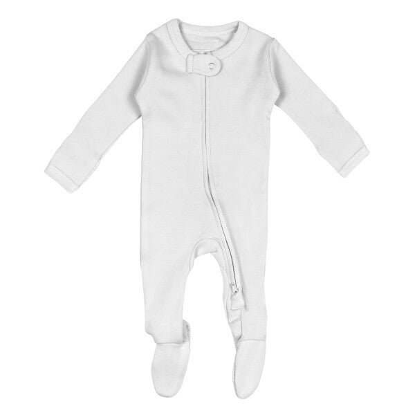 White Organic 2-Way Zipper Footie