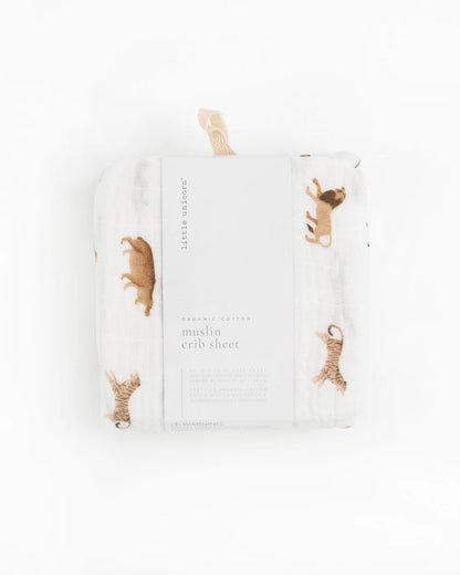 Organic Cotton Muslin Crib Sheet - Animal Crackers