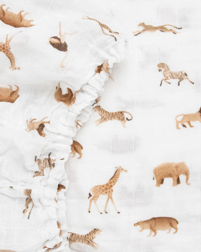 Organic Cotton Muslin Crib Sheet - Animal Crackers