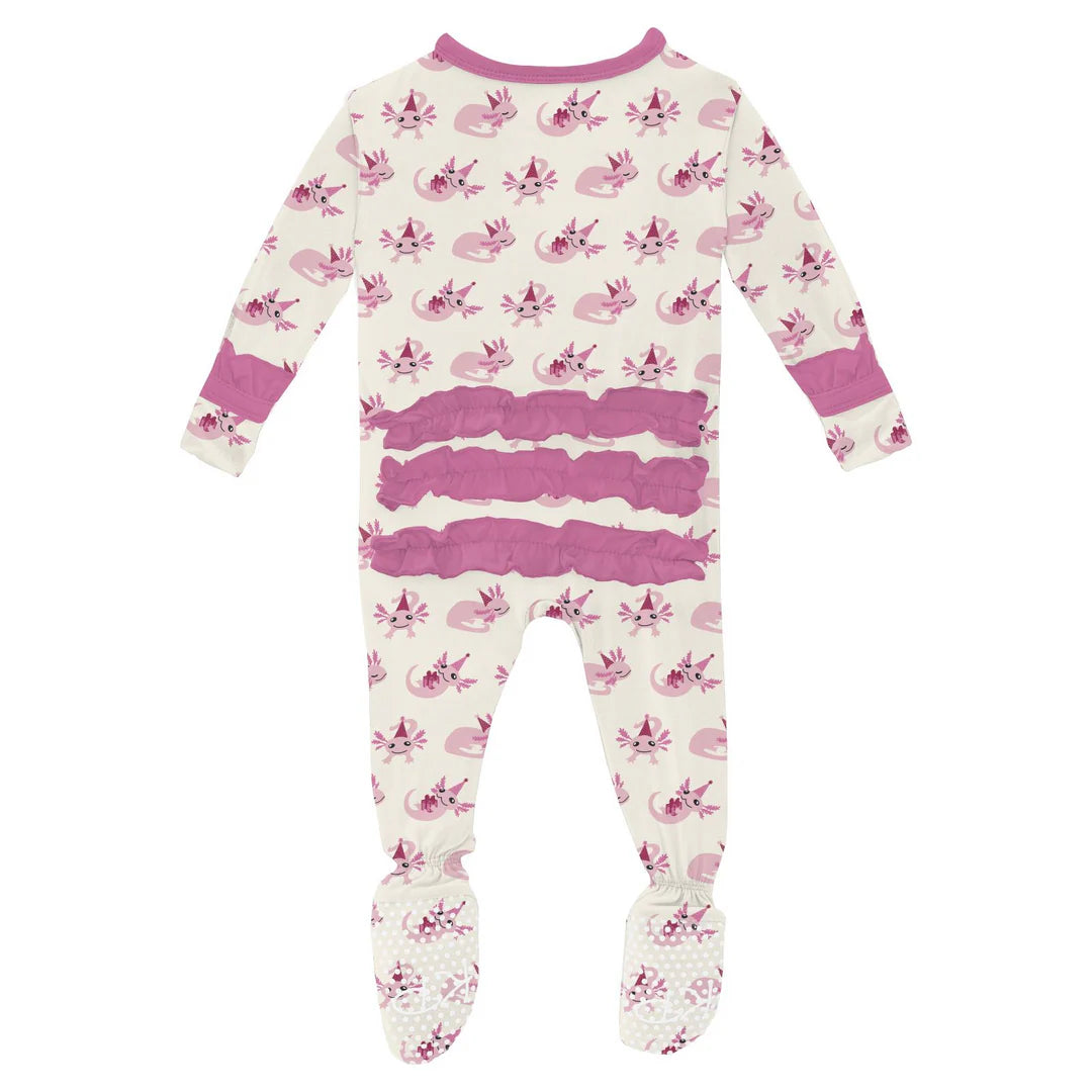 Natural Axolotl Party Classic Ruffle Footie Zipper