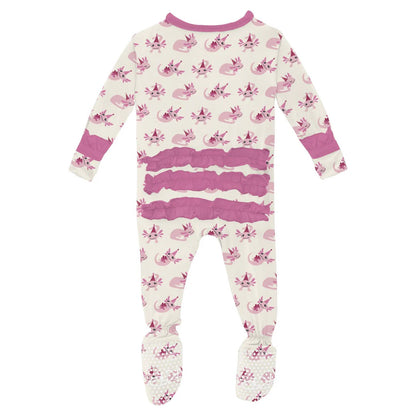 Natural Axolotl Party Classic Ruffle Footie Zipper