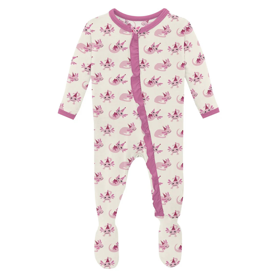 Natural Axolotl Party Classic Ruffle Footie Zipper