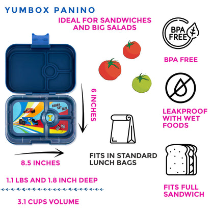 Monte Carlo Blue 4 Compartment Sandwich Bento Box