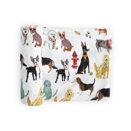 Cotton Muslin Swaddle Blanket - Woof