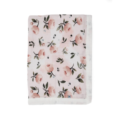 Organic Cotton Muslin Baby Quilt - Watercolor Floret