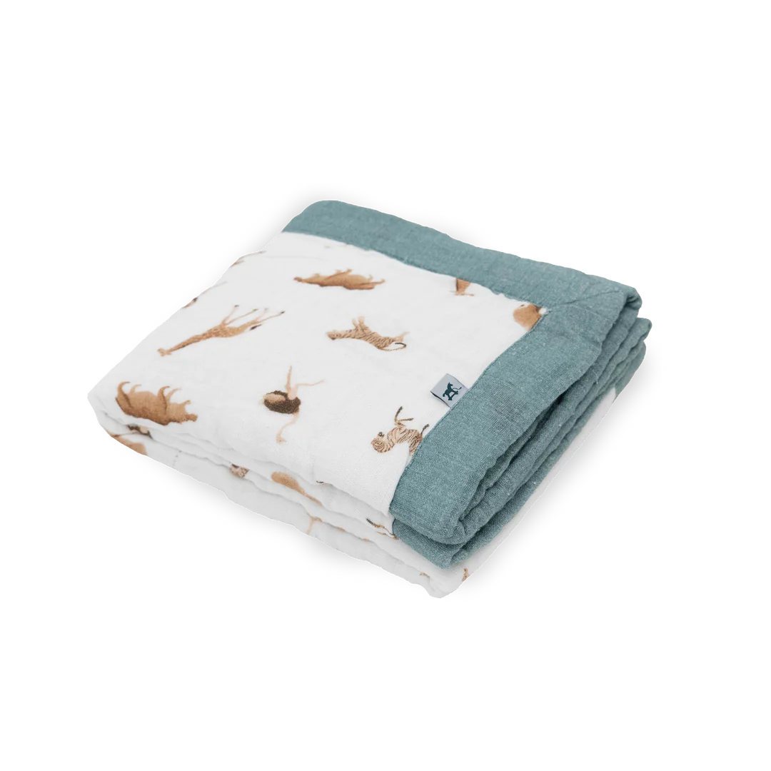 Organic Cotton Muslin Baby Blanket - Animal Crackers