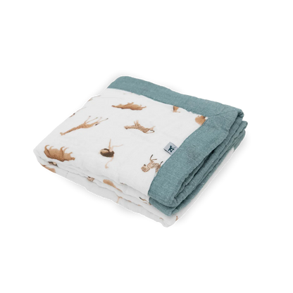 Organic Cotton Muslin Baby Blanket - Animal Crackers