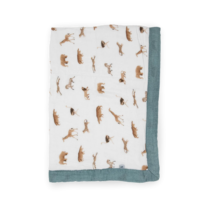 Organic Cotton Muslin Baby Blanket - Animal Crackers