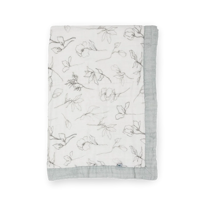 Organic Cotton Muslin Baby Blanket - Pencil Floral