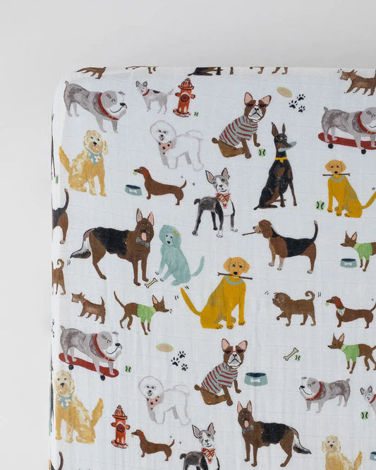 Cotton Muslin Crib Sheet - Woof