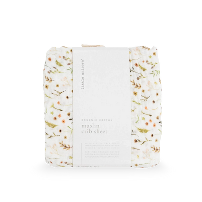 Organic Cotton Muslin Crib Sheet - Floral Field