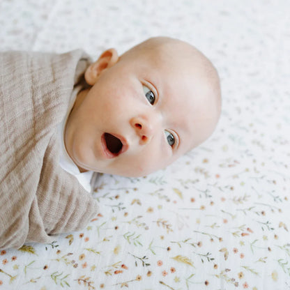 Organic Cotton Muslin Crib Sheet - Floral Field