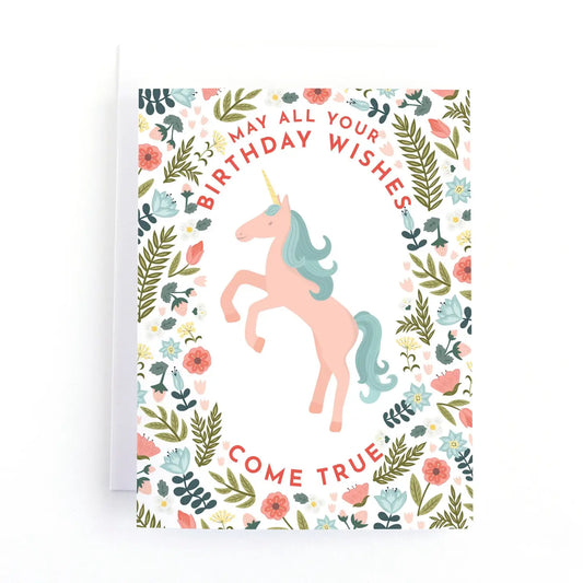 Floral Unicorn Birthday Card