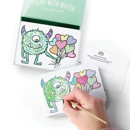 Paint with Water Valentine Cards - Monster