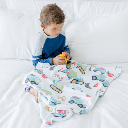 Baby & Toddler Minky Blanket - Construction Trucks Honey Lemonade Lil Tulips