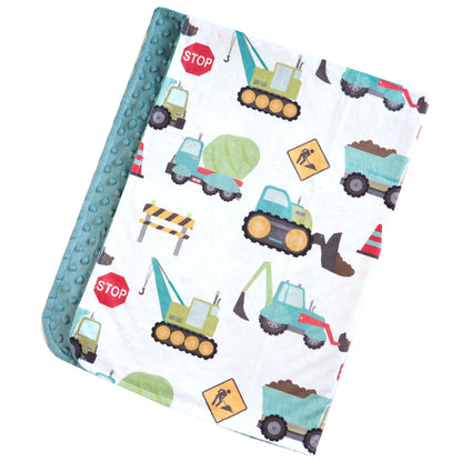 Baby & Toddler Minky Blanket - Construction Trucks Honey Lemonade Lil Tulips