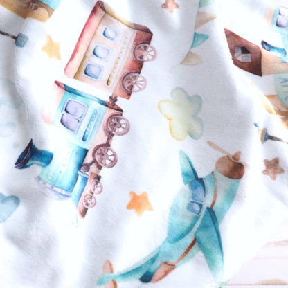 Baby & Toddler Minky Blanket - Planes, Trains, Automobile Honey Lemonade Lil Tulips