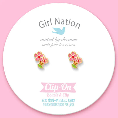 Clip On Cutie Earrings- Little Pink Flower