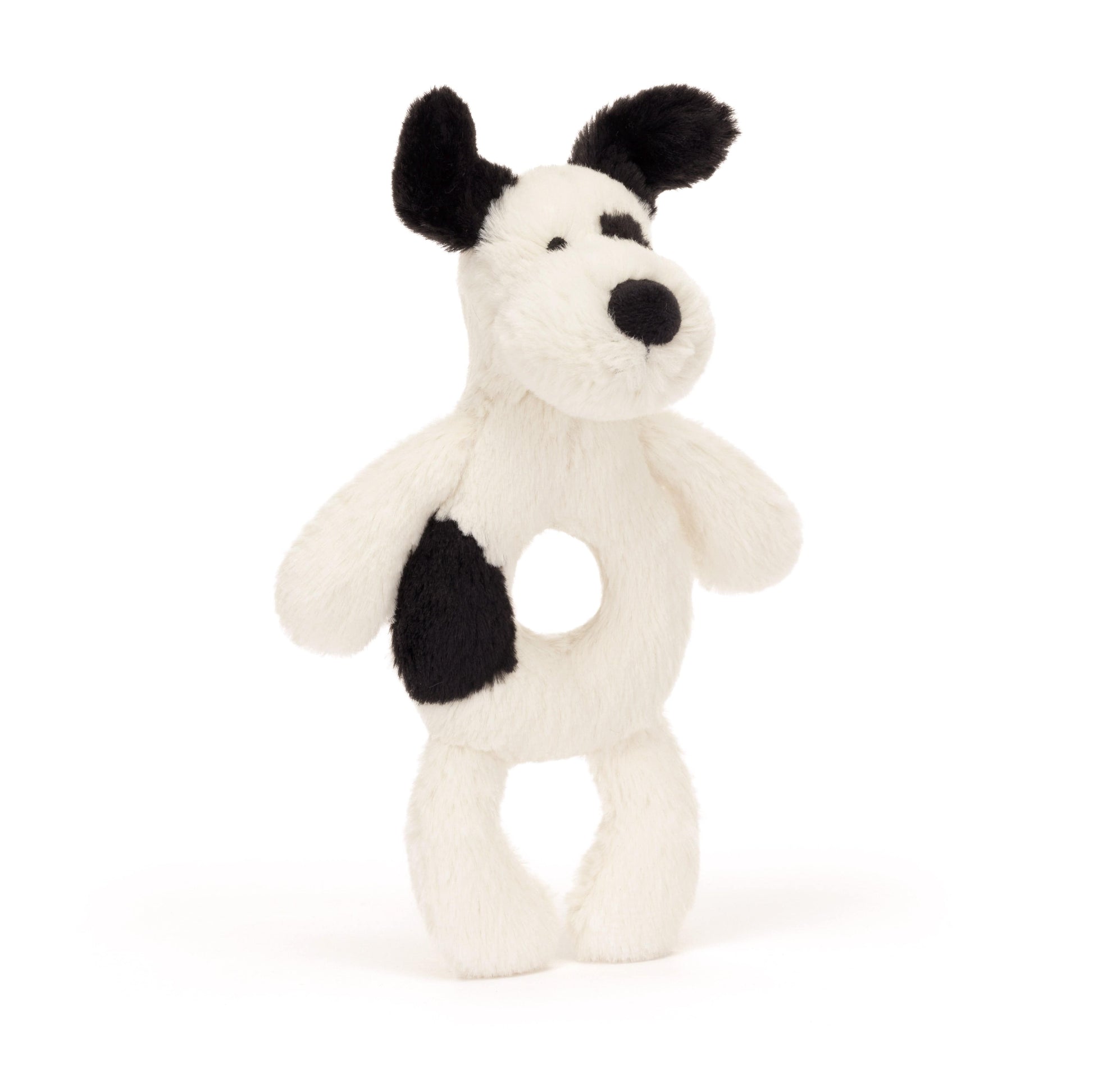 Bashful Black & Cream Puppy Ring Rattle JellyCat Lil Tulips