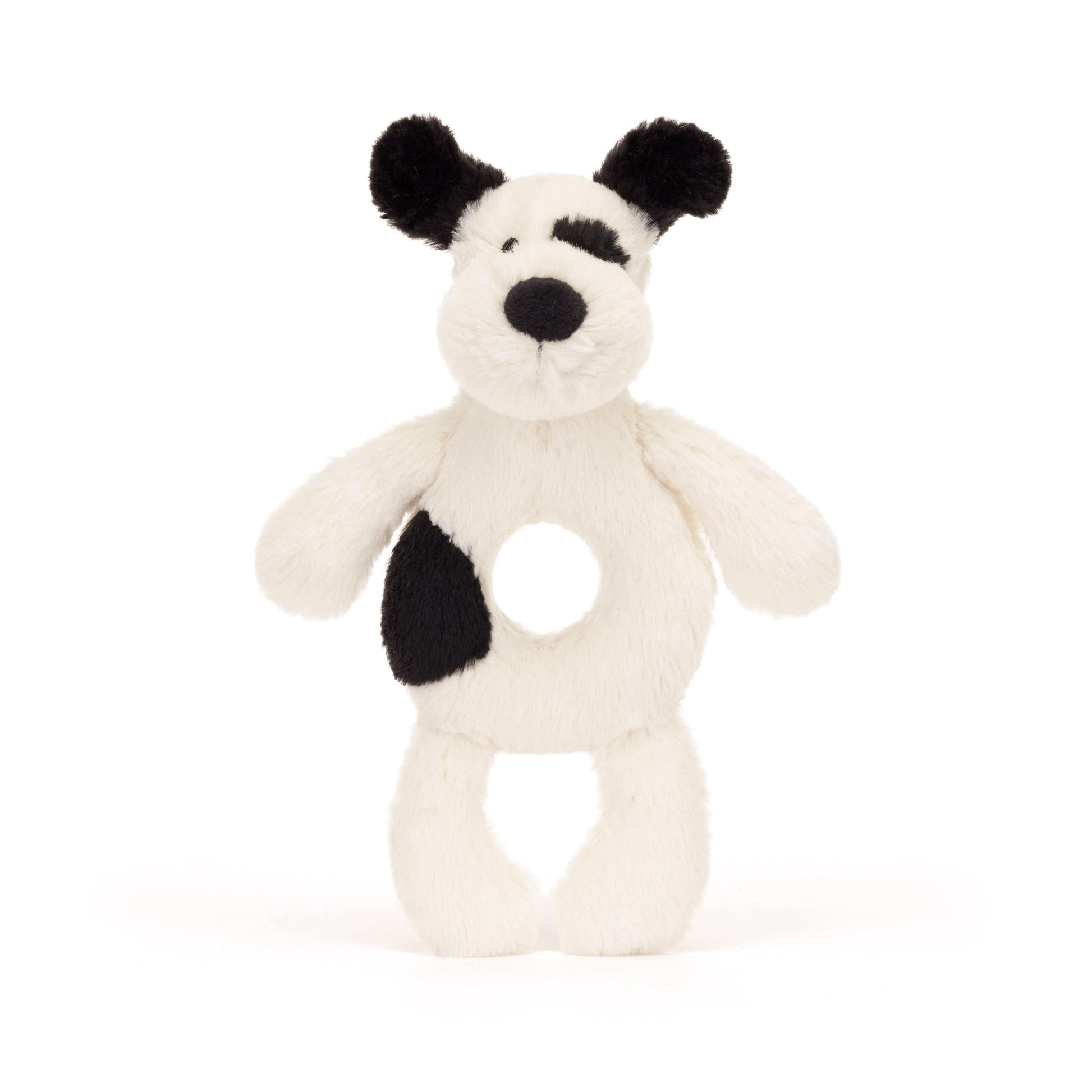 Bashful Black & Cream Puppy Ring Rattle JellyCat Lil Tulips