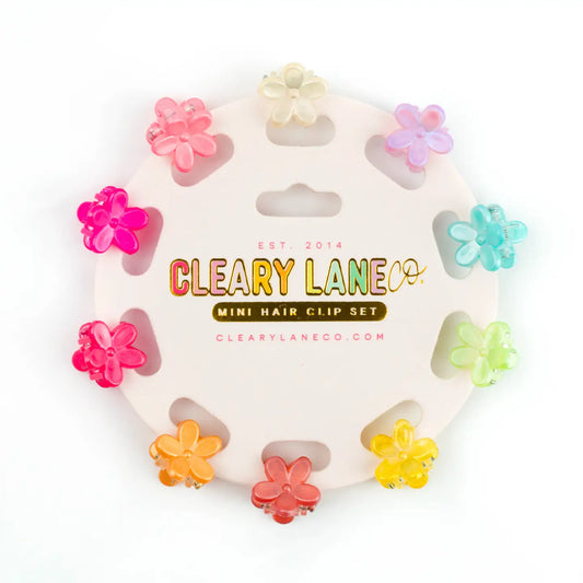 Shiny Rainbow Flowers Mini Hair Clip Set