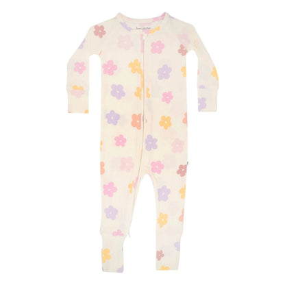 Big Daisies Small Ribbed Zip Romper Brave Little Ones Lil Tulips