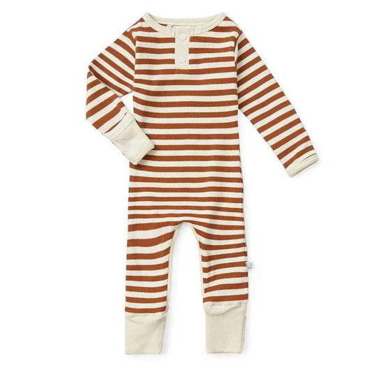 Biscuit Stripe Organic Growsuit Snuggle Hunny Lil Tulips