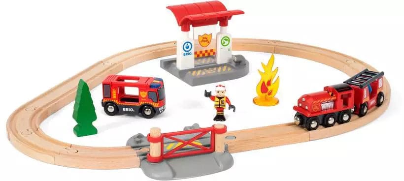 BRIO World Firefighter Train Set Brio Model Trains & Train Sets Lil Tulips