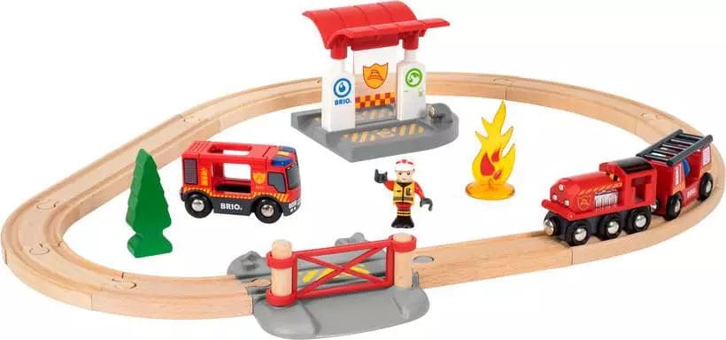 BRIO World Firefighter Train Set Brio Model Trains & Train Sets Lil Tulips