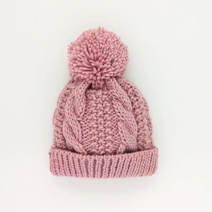 Rosy Pink Cable Beanie Hat Baby & Kids