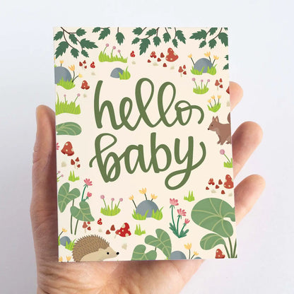 Hello Baby- Woodland Forest Baby Shower Card