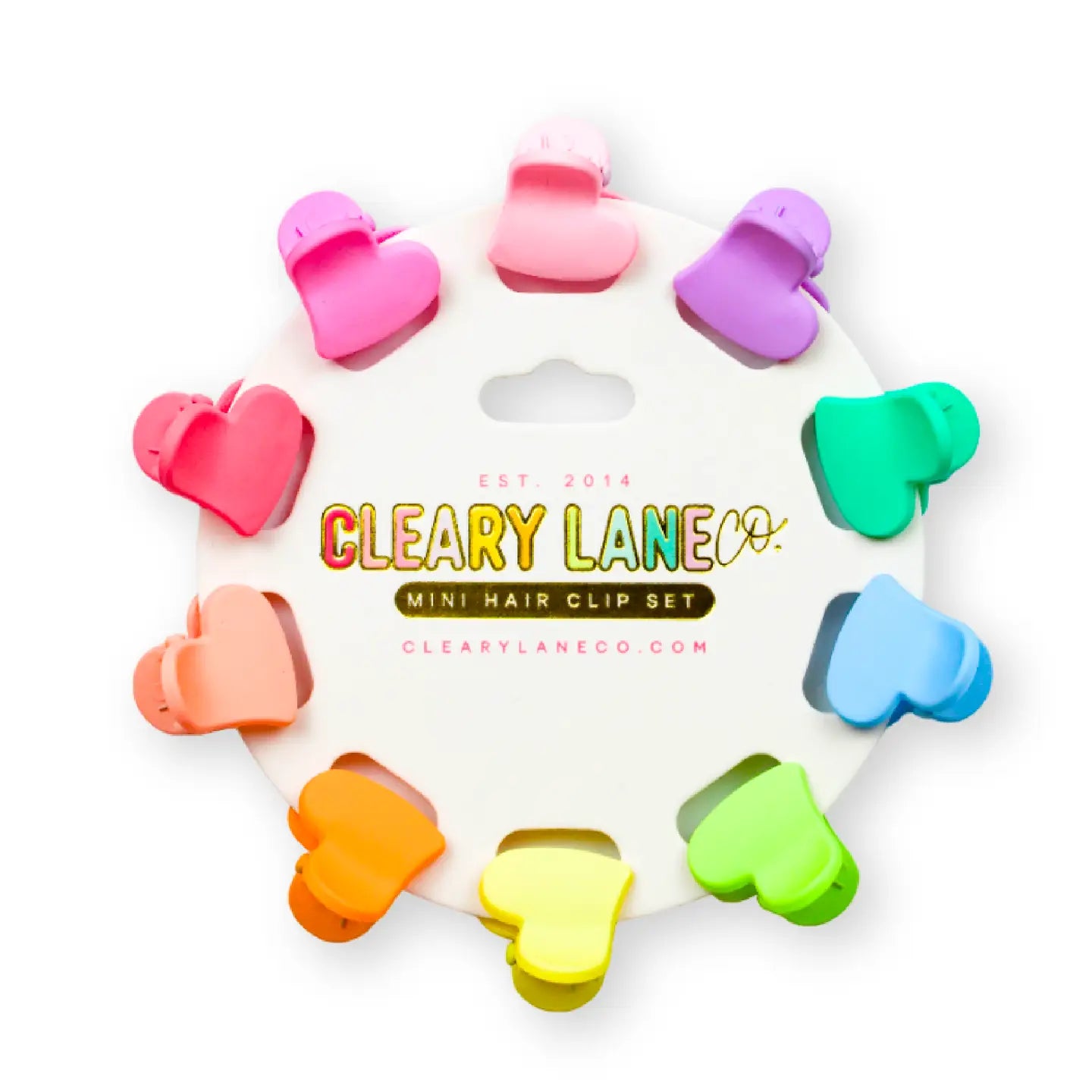 Rainbow Hearts Mini Hair Clip Set