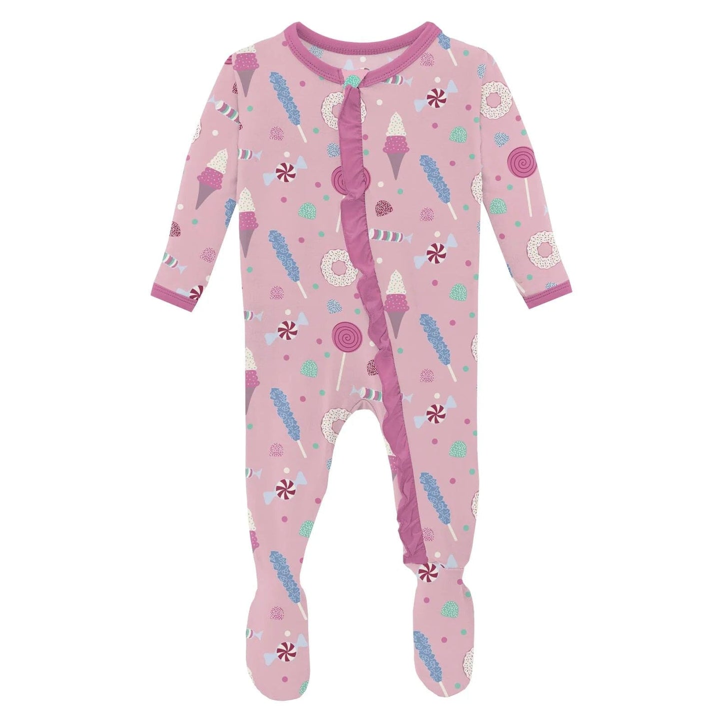 Cake Pop Candy Dreams Ruffle Footie Zipper KicKee Pants Baby & Toddler Clothing Lil Tulips