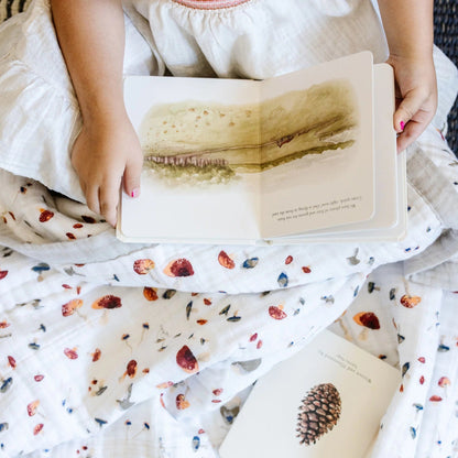 Cotton Muslin Baby Quilt - Mushrooms Little Unicorn Lil Tulips