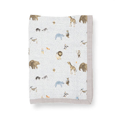 Cotton Muslin Baby Quilt - Party Animals Little Unicorn Lil Tulips