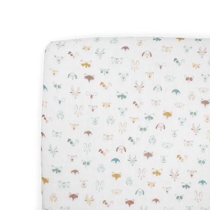 Cotton Muslin Crib Sheet - Animal Crowd Little Unicorn Lil Tulips