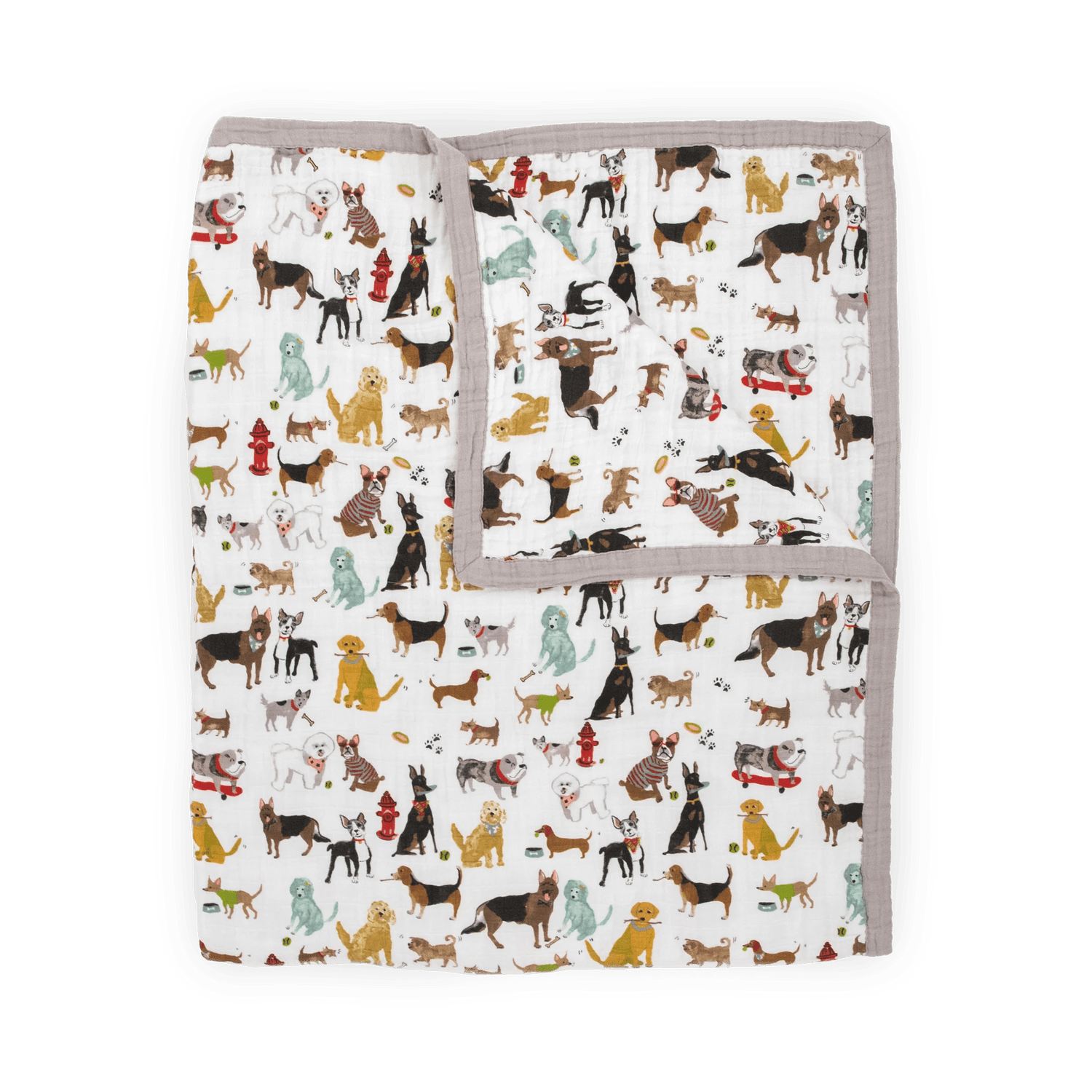 Cotton Muslin Quilted Throw - Woof Little Unicorn Lil Tulips