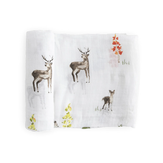 Cotton Muslin Swaddle Blanket -  Oh Deer Little Unicorn Lil Tulips