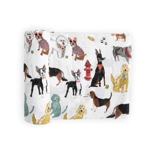 Cotton Muslin Swaddle Blanket - Woof Little Unicorn Lil Tulips