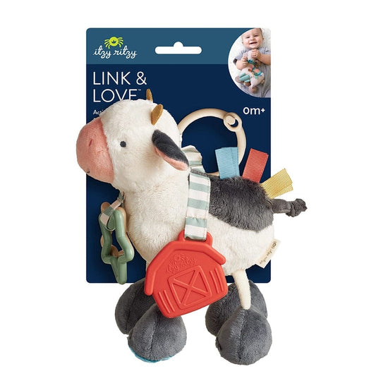 Cow Itzy Friends Link & Love™ Activity Plush Itzy Ritzy Pacifiers & Teethers Lil Tulips