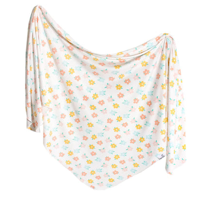 Daisy Knit Swaddle Blanket Copper Pearl Lil Tulips