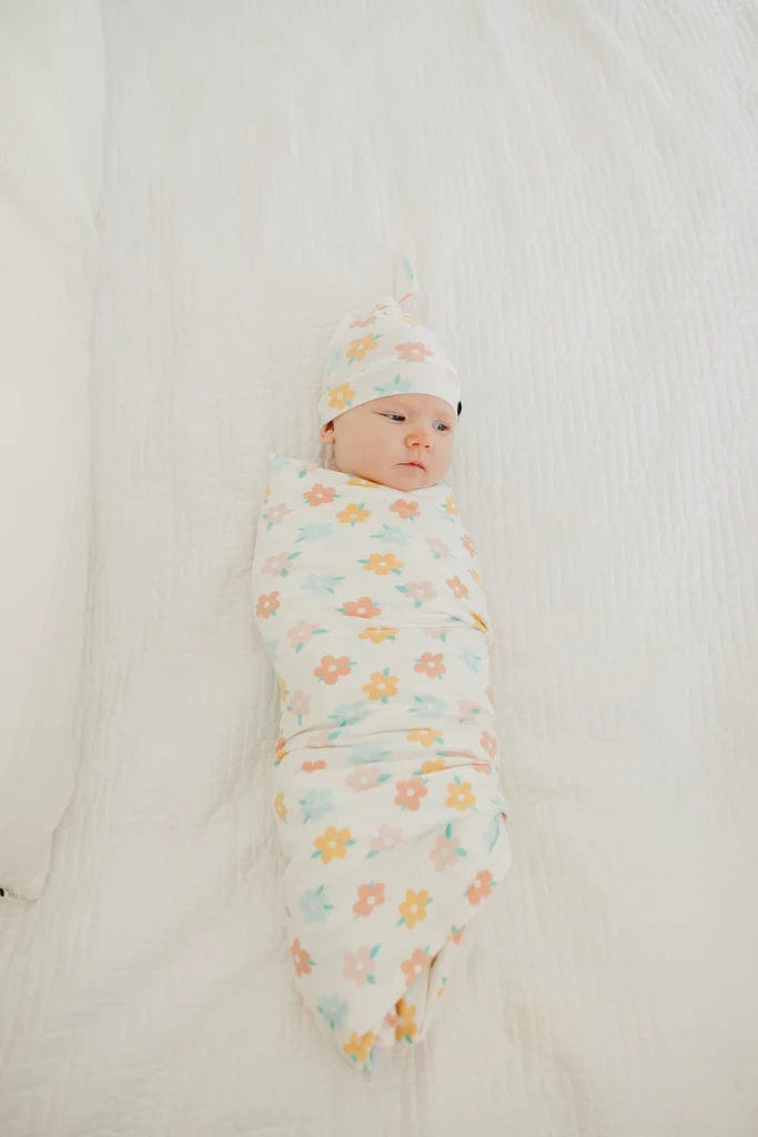 Daisy Knit Swaddle Blanket Copper Pearl Lil Tulips