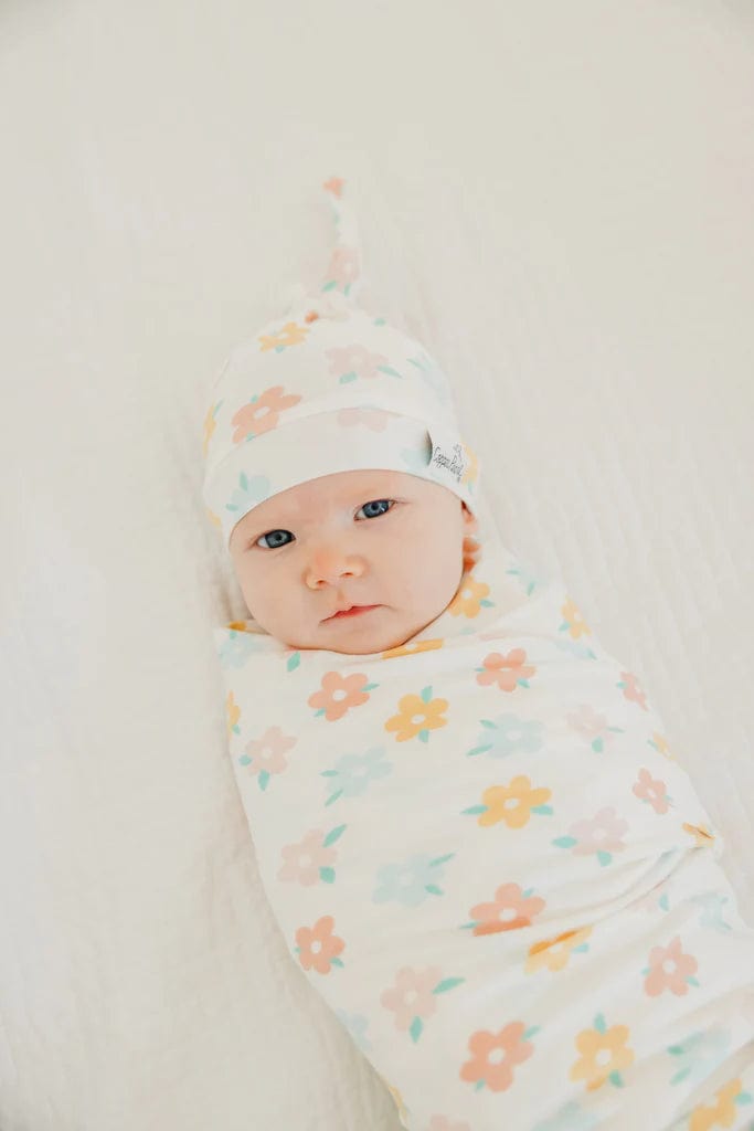 Daisy Knit Swaddle Blanket Copper Pearl Lil Tulips