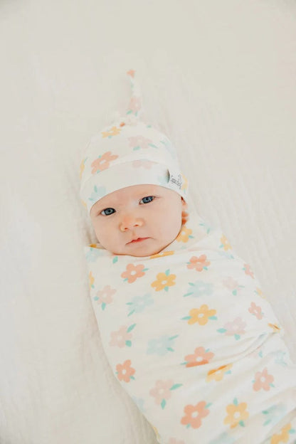 Daisy Knit Swaddle Blanket Copper Pearl Lil Tulips