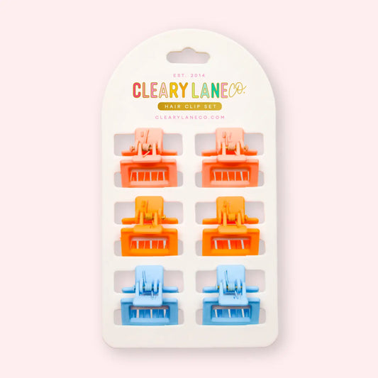 Mini Hair Clip Set | Orange & Blue