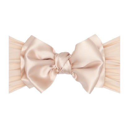 Baby Bling - Nylon Headband with Satin Bow-Petal