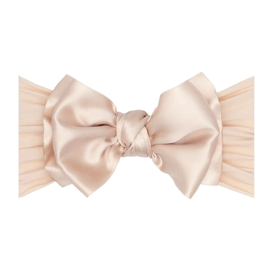 Baby Bling - Nylon Headband with Satin Bow-Petal