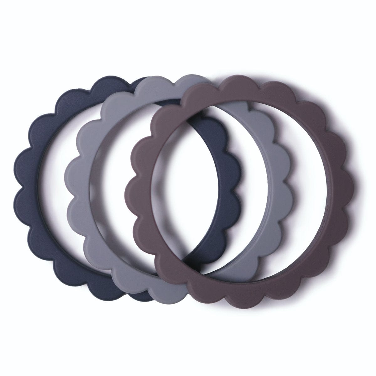 Flower Teething Bracelet 3-Pack (Steel/Dove Gray/Stone) Mushie Lil Tulips